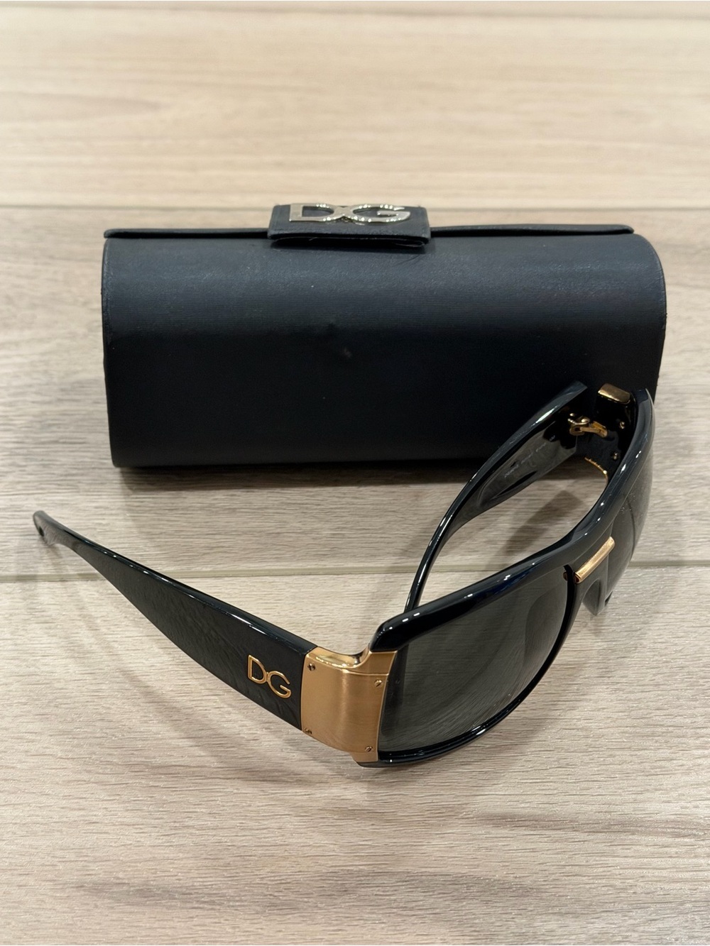 DOLCE GABBANA 6013 Sunglasses, Black Gold With Logo Made In Italy